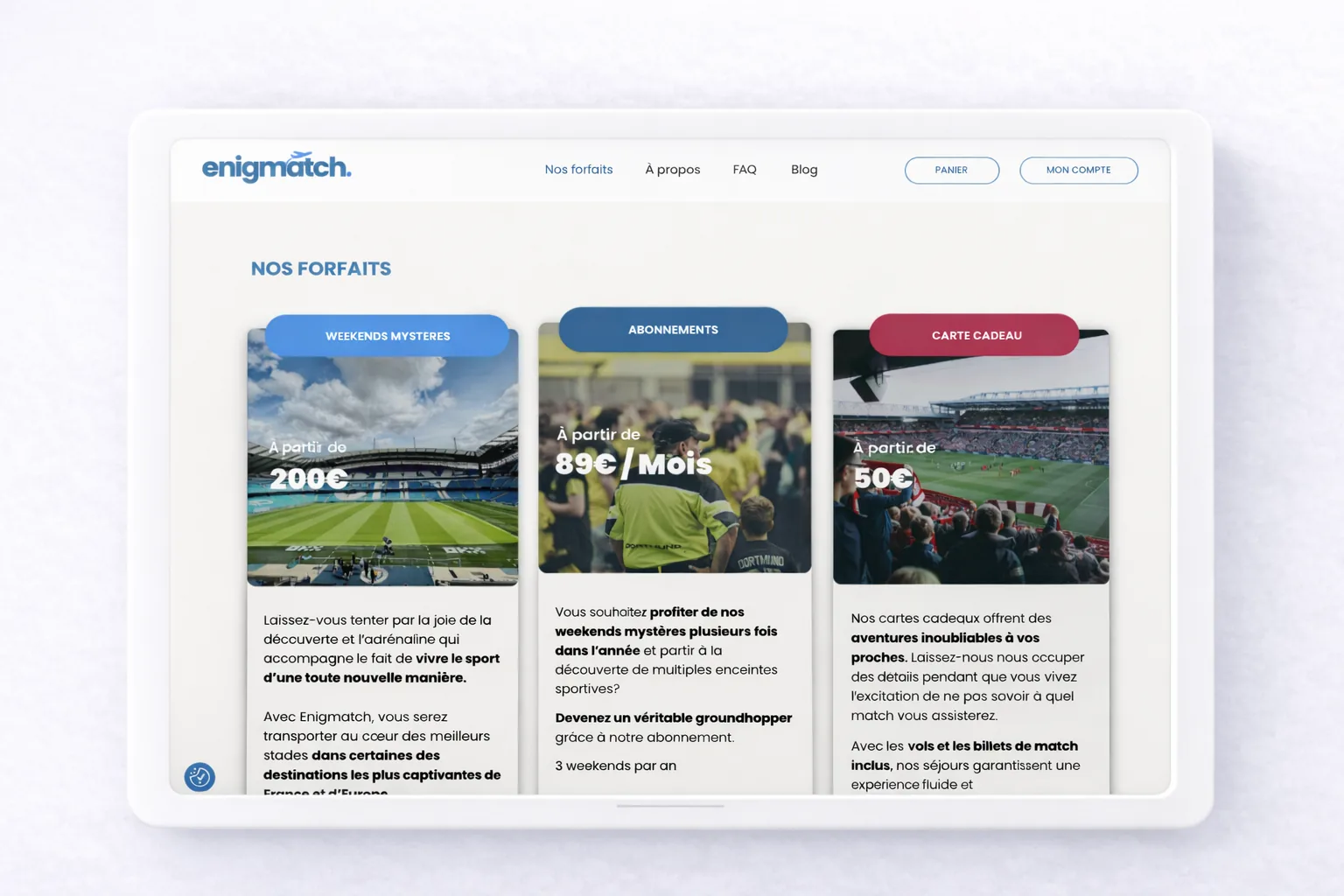 Mystorie projet enigMatch parcours produits et formulaires dédiés