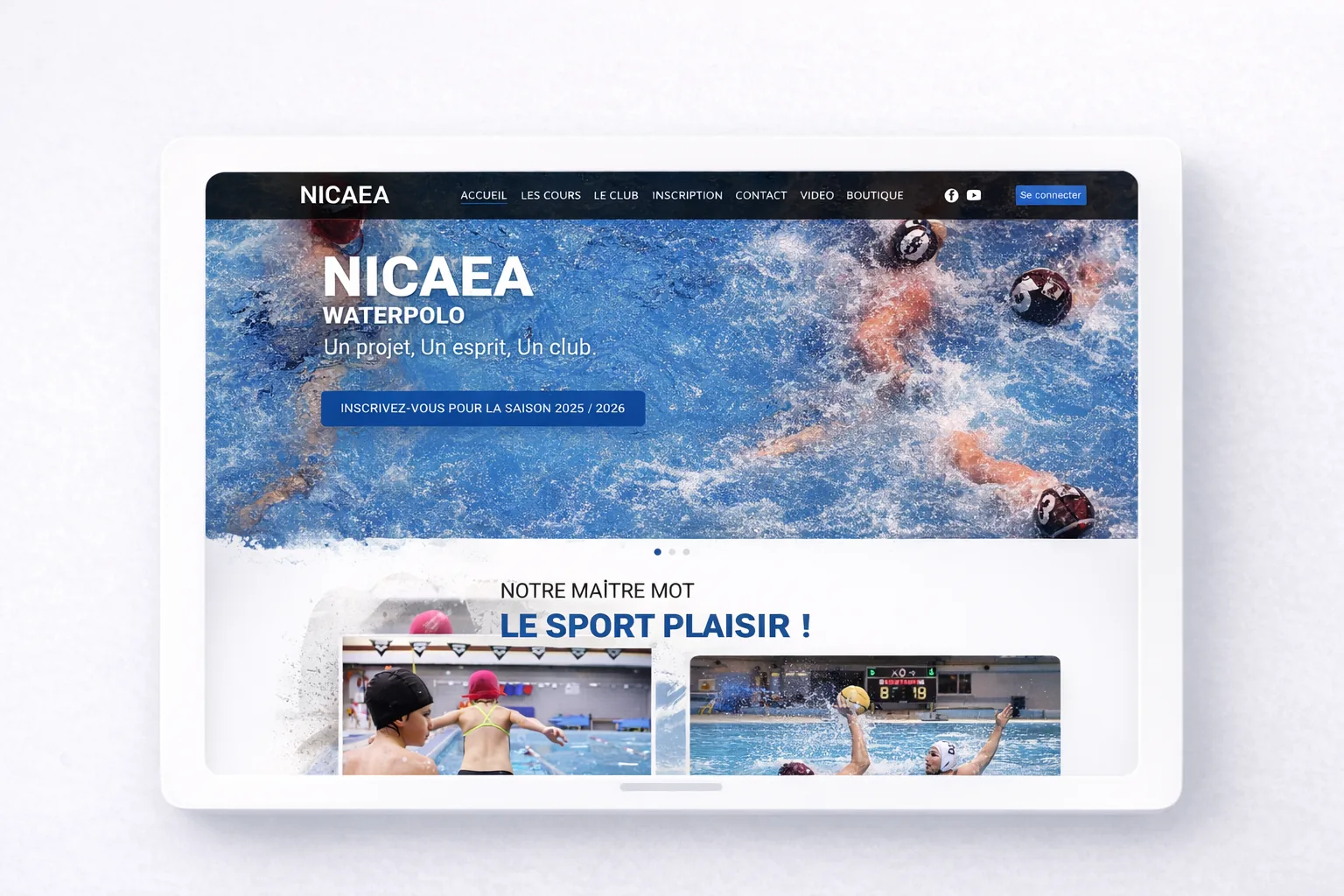 Mystorie projet Nicaea Waterpolo interface de gestion club et adhésions